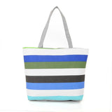 Striped Rainbow Canvas Shopper Bag Tote Women Girls Shoulder Handbag