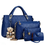 4Pcs/Set Women PU Leather Handbag Shoulder Bag Solid Messenger Tote Pack