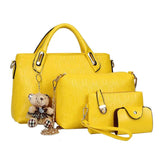 4Pcs/Set Women PU Leather Handbag Shoulder Bag Solid Messenger Tote Pack