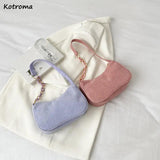 Corduroy Shoulder Bag Women Underarm Handbag Zipper Chain Mori-girl