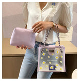 Women's Daisy Shoulder Bags Transparent Jelly Bag Handbags Purse Clutches