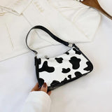 Cow Print Totes Retro PU Leather Travel Shoulder Handbag