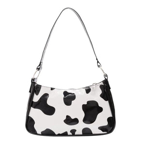 Cow Print Totes Retro PU Leather Travel Shoulder Handbag