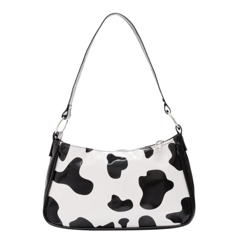 Cow Print Totes Retro PU Leather Travel Shoulder Handbag