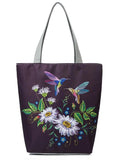 Retro Flower Bird Embroidery Printed Handbag Large All-match Shoulder Bag