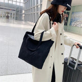 Corduroy Shopping Bag Canvas Shoulder Bag Retro Solid Women's Handbag
