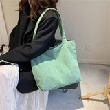 Corduroy Shopping Bag Canvas Shoulder Bag Retro Solid Women's Handbag
