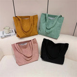 Corduroy Shopping Bag Canvas Shoulder Bag Retro Solid Women's Handbag