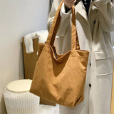 Corduroy Shopping Bag Canvas Shoulder Bag Retro Solid Women's Handbag