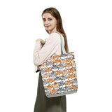 Cat Printed Women Shopping Bag Fabric Shoulder Eco Storage Handbags