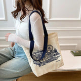London Books Print Canvas Shoulder Bag, Casual Handbag Tote