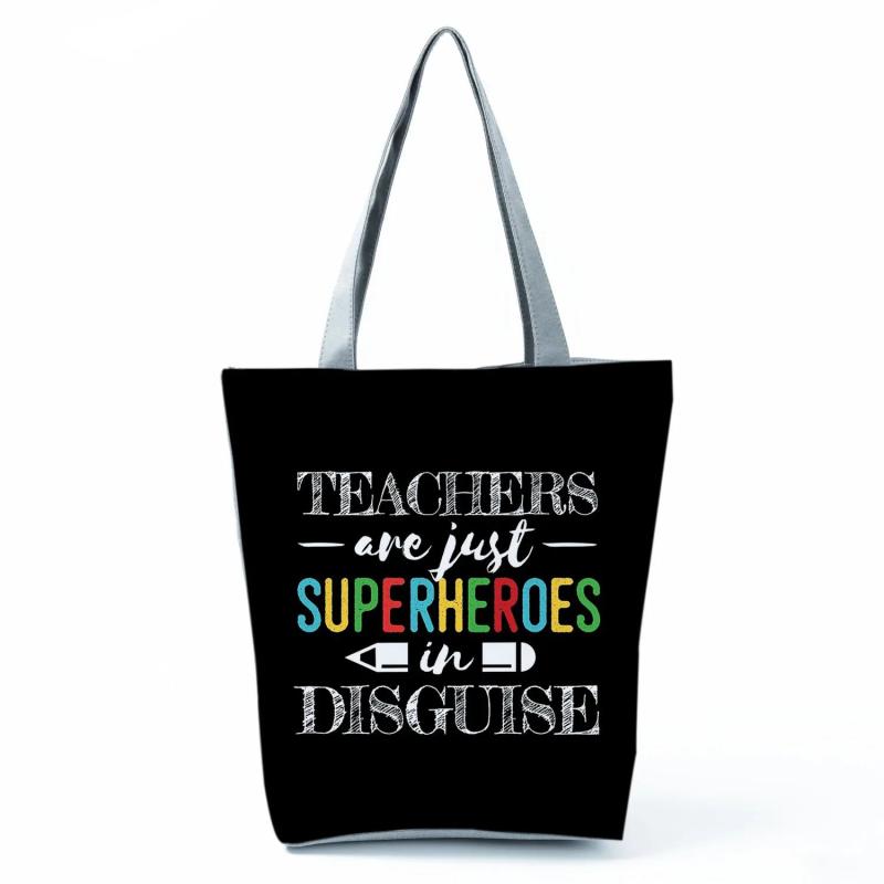 Reusable Shoulder Cloth Book Bag Gift Handbag - Teacher is My Superhero