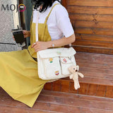 Japanese Harajuku Crossbody Bag with Badges for Shopping