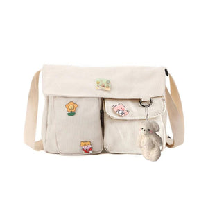 Japanese Harajuku Crossbody Bag with Badges for Shopping