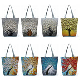 Cherry Blossom Oil Paint Tote Bag For Women Lady Handbags