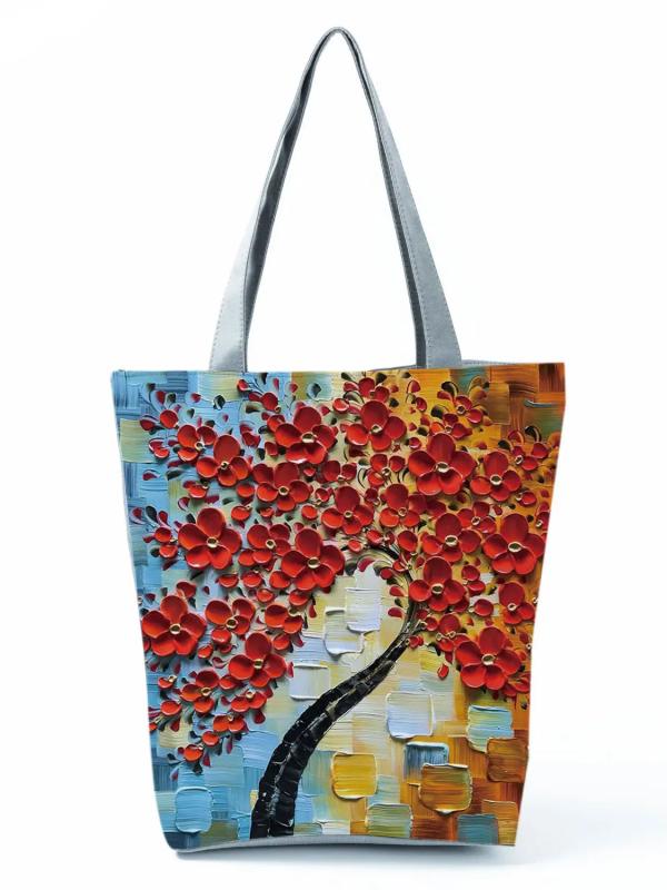 Cherry Blossom Oil Paint Tote Bag For Women Lady Handbags