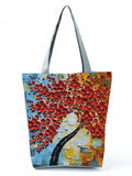 Cherry Blossom Oil Paint Tote Bag For Women Lady Handbags