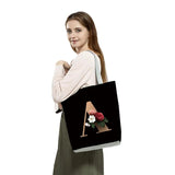 Floral Print Shopping Bag Ladies Handbag Harajuku Style Eco Tote Bag