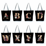 Floral Print Shopping Bag Ladies Handbag Harajuku Style Eco Tote Bag