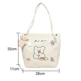 Buylor Corduroy Shopper Bag Bear Shoulder Bags Women Reusable Casual Tote Bag