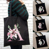 Lily Letter Print Women Shopping Bag Canvas Shoulder Eco Handbag