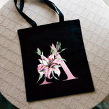 Lily Letter Print Women Shopping Bag Canvas Shoulder Eco Handbag