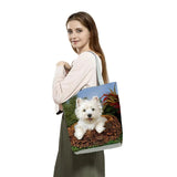 Customizable West Dog Handbags For Women Groceries Pug Retriever Shopping Bags
