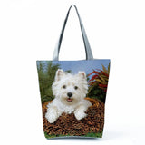 Customizable West Dog Handbags For Women Groceries Pug Retriever Shopping Bags