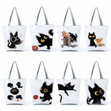 Cute Cat Handbags Print Tote Bags for Women