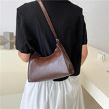 Vintage Shoulder Underarm Bag PU Leather Female Daily Handbag