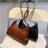 Vintage Shoulder Underarm Bag PU Leather Female Daily Handbag