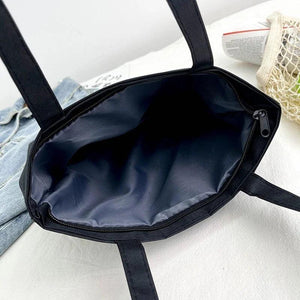 Black Canvas Shopper Handbag Reusable Shoulder Tote Bag