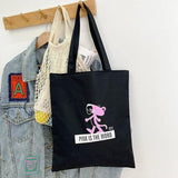 Black Canvas Shopper Handbag Reusable Shoulder Tote Bag