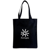 Black Canvas Shopper Handbag Reusable Shoulder Tote Bag