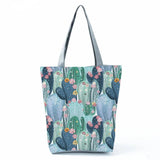 Summer Portable Shopping Bag Foldable Beach Shoulder Bag Cactus Tote Bags