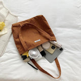 Women Casual Art Handbags Letter Embroidered Canvas Shopping Bag