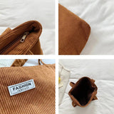 Women Casual Art Handbags Letter Embroidered Canvas Shopping Bag