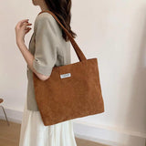 Women Casual Art Handbags Letter Embroidered Canvas Shopping Bag