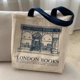 Canvas Women Handbags Shoulder Bag London Books Print Handbag