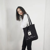 Canvas Tote Shoulder Bag Cotton Shopping Bags for Women Champagne Double Strap