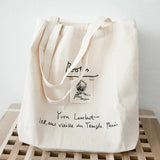 Canvas Tote Shoulder Bag Cotton Shopping Bags for Women Champagne Double Strap