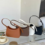 Women's PU Leather Zipper Underarm Bag Travel Handbag