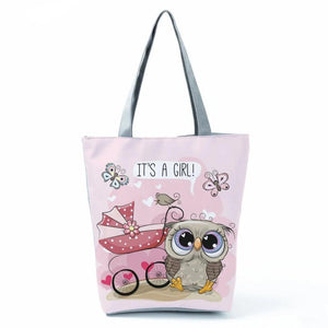 Owl Shoulder Bag Casual Harajuku Tote High Capacity Practical Shopping Bag