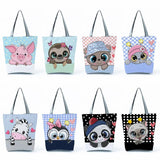 Cute Animal Print Women Handbag - Panda Rabbit Pig Horse Gift Tote