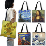 Van Gogh Oil Painting Canvas Tote Bag Retro Art Travel Bag Women Leisure Eco Sho