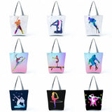 Watercolor Ballet Dancer Art Print Tote Bag for Women
