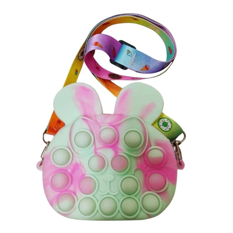 Toddler Girl Fidget Shoulder Bag Bunny Crossbody Purse Funny Bubble