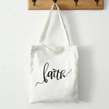 Faith Printed Women Canvas Shoulder Tote Bag Christian