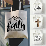 Faith Printed Women Canvas Shoulder Tote Bag Christian