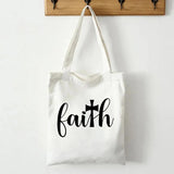 Faith Printed Women Canvas Shoulder Tote Bag Christian